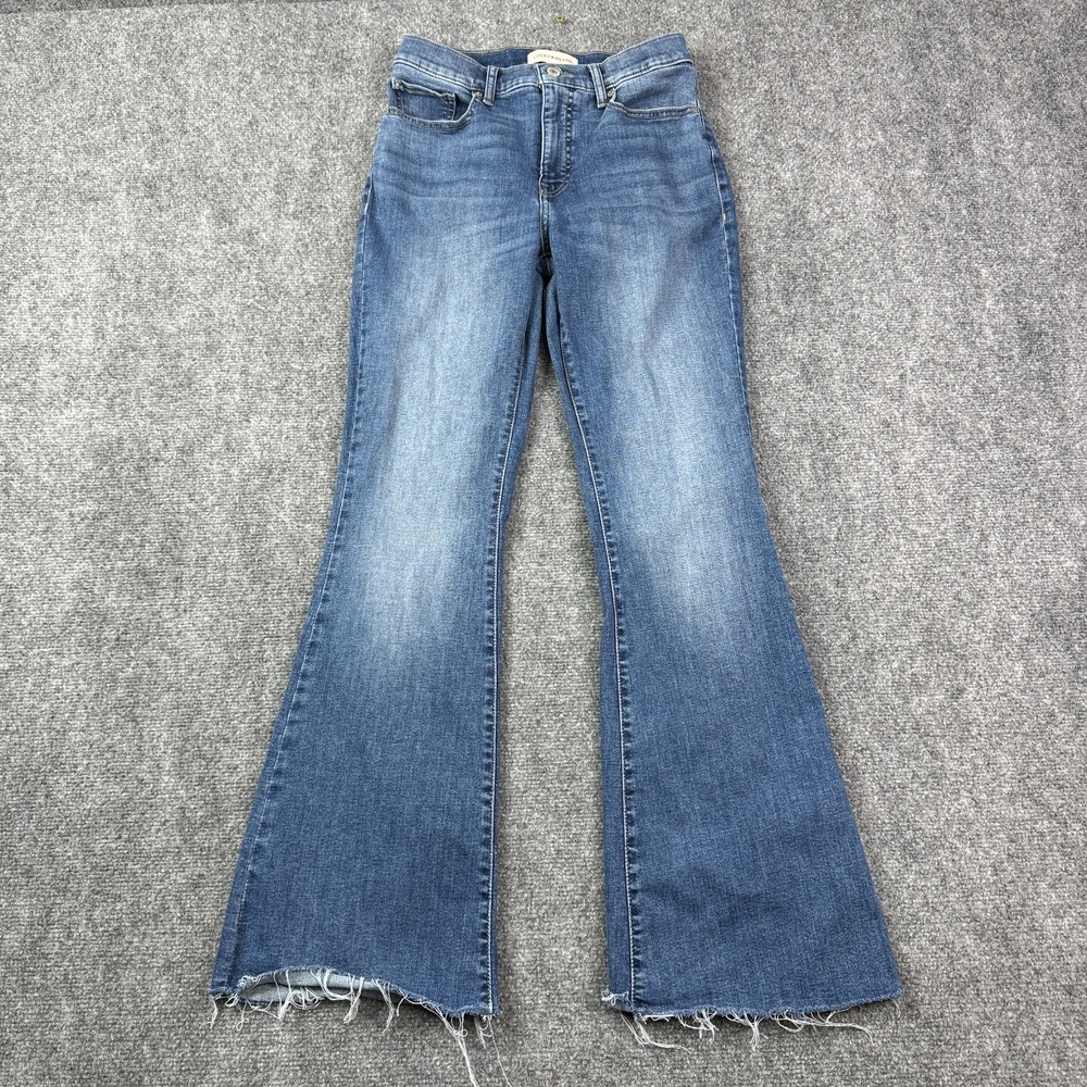 Lucky Brand Womens Flare Jeans 6/28 Stevie High Rise Distressed Stretch Raw Hem
